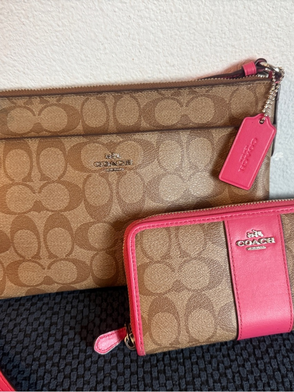 Coach Crossbody With Wallet Set of 2 with Pink Trim - Picture 2 of 16